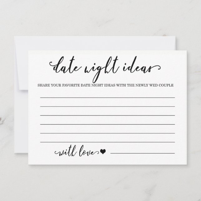  Date Night Ideas Card Brautparty Game Einladung (Vorderseite)