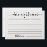 Date Night Ideas Card Brautparty Game Einladung<br><div class="desc">Benutzerdefiniertes Datums Night Ideenkarte Brautparty</div>