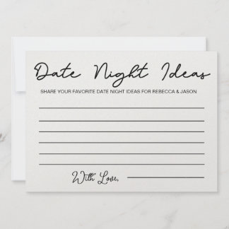 Date Night Ideas Carte Fête des mariées Jeu