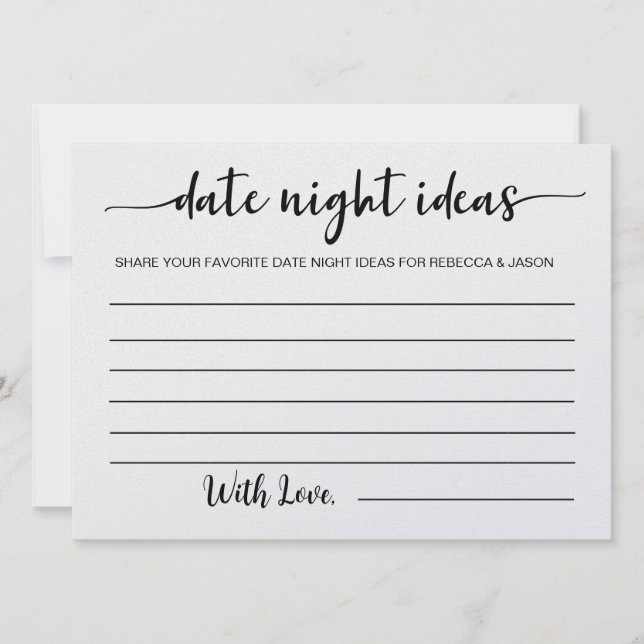 Date Night Ideas Carte Fête des mariées Jeu (Devant)
