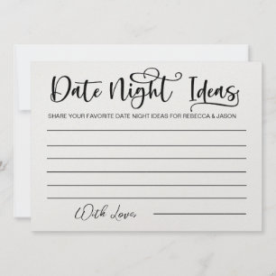 Date Night Ideas Carte Fête des mariées Jeu