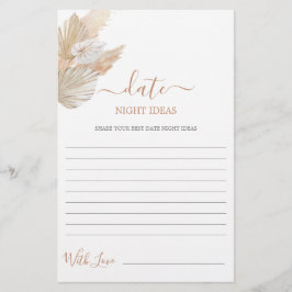 Date Night Ideas Pampas Gras Brautparty Karte