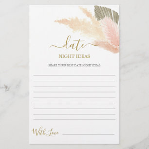 Date Night Ideas Pampas Gras Brautparty Karte