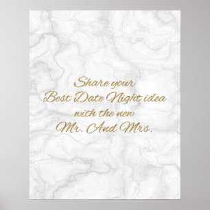 Date Night Ideas signieren Marmor & Gold Brautpart Poster