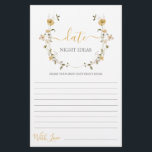 Date Night Ideas Wildblume Brautparty Karte<br><div class="desc">Wildblume Frühjahrsflorale Vorstellungen Brautparty Spielkarte</div>