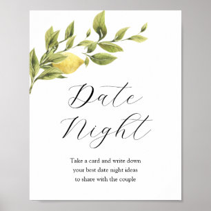 Date Night Ideen Brautparty-Schild Poster
