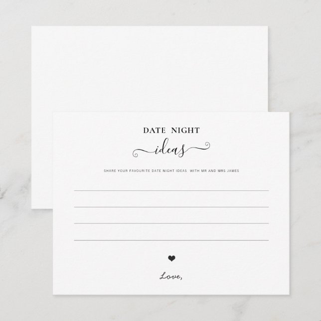 Date Night Jar Sign Wedding Advice Dusche Moderne Mitteilungskarte (Vorne/Hinten)