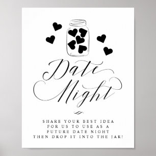 Date Night Mason Jar Hearts Schriftzug Hochzeitssc Poster