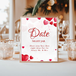 Date Night valentine Bridal Shower wedding Sign Poster