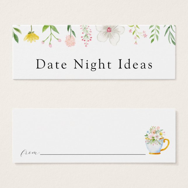 Date Night Wildblume Bridal Tee Karte (Vorne & Hinten)