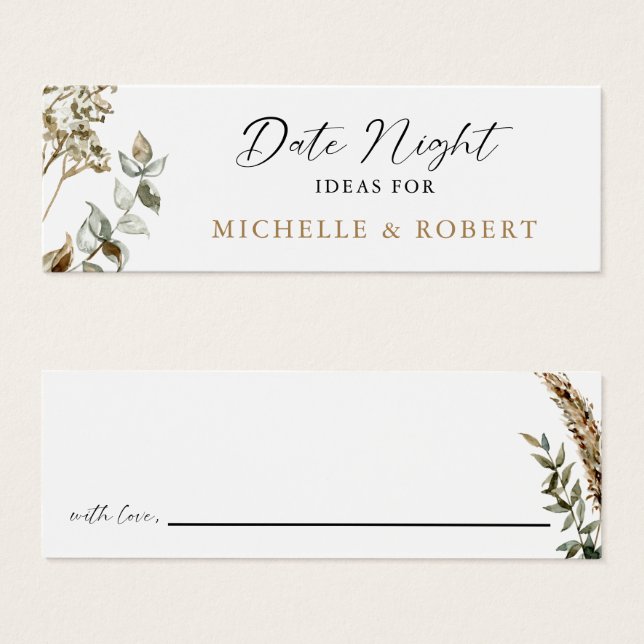 Date Nuit Idées Boho Pampas Grass Mariage Élégant (Devant & derrière)