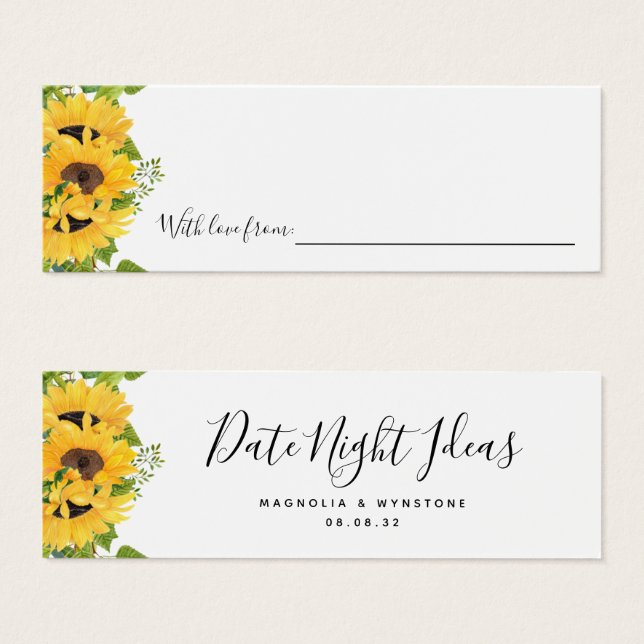 Date Nuit Idées Sunflower Fête des mariées Mariage (Devant & derrière)