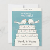 Oiseaux Gâteau de Mariage Mariée & Marié Save the 