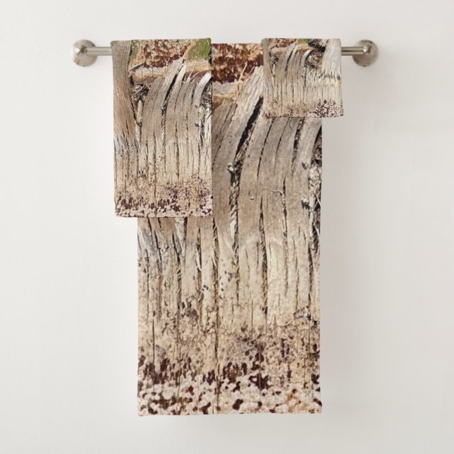 Date Palm Tree Trunk Texture Closeup Foto Image Badhandtuch Set (Insitu)