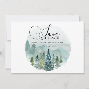 Date Paysage de montagne aquarelle mariage Save the Dat