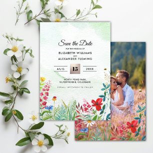 Date Save the date. prairie sauvage Photocarte Fleur