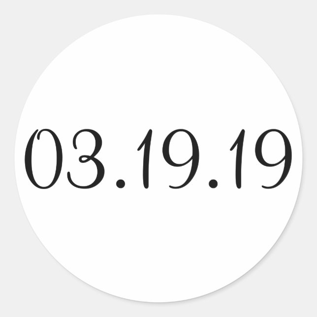 Date simple - Autocollant rond (Devant)