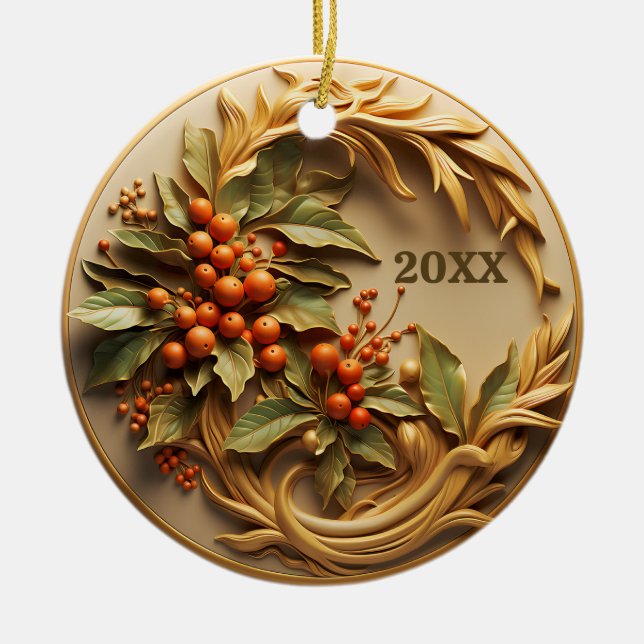 Dated Christmas Holly Berry Ornament (Vorne)