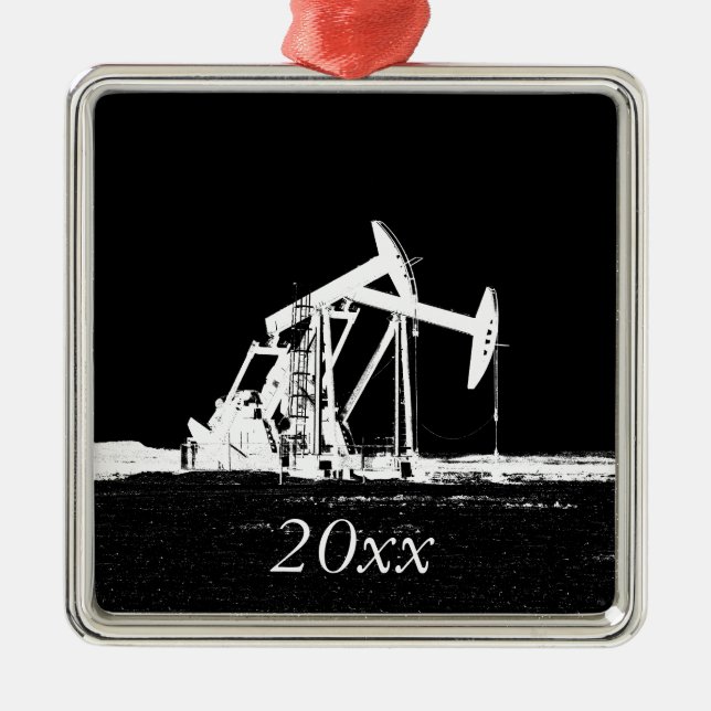 Dated Dual Oil Well Pumper Unit Ornament Aus Metall (Vorne)