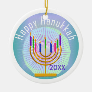 Dated Happy Hanukkah Keepake Ornament