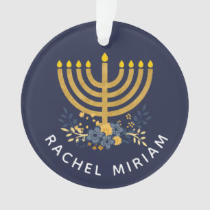 Dated Keepake Baby's First Hanukkah Blau & Gold Ornament