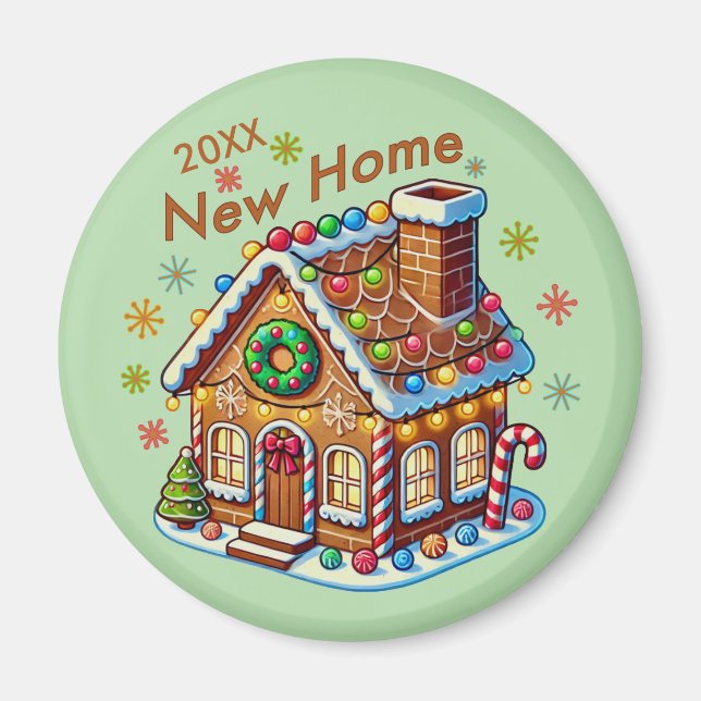 Dated New Zuhause Gingerbread House Magnet (Vorne)