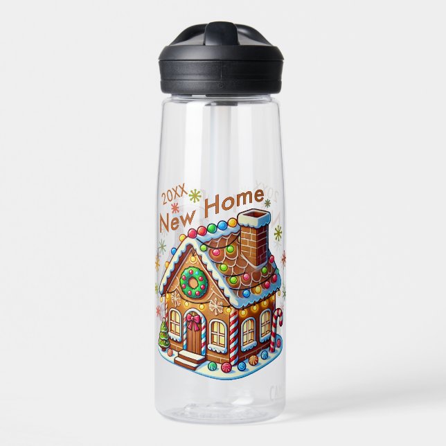 Dated New Zuhause Gingerbread House Trinkflasche (Vorne)