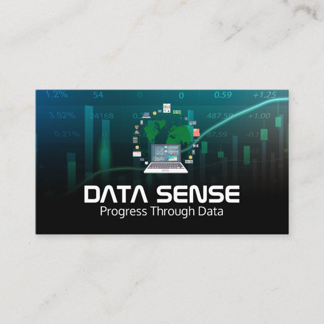 Daten Diagramme | Analyse Logo | Computer Visitenkarte (Vorderseite)