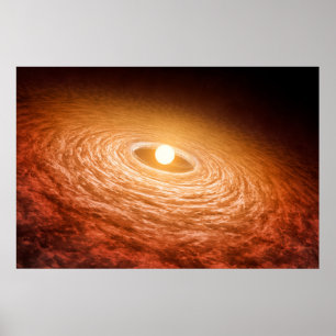 Datenträger von Material umgeben Star Fu Orionis. Poster