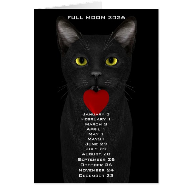 Dates de pleine lune  chat 2026 (Devant)