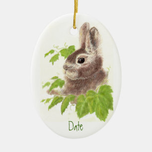 Datiert, Custom Bunny Rabbit Ziertier Keramik Ornament
