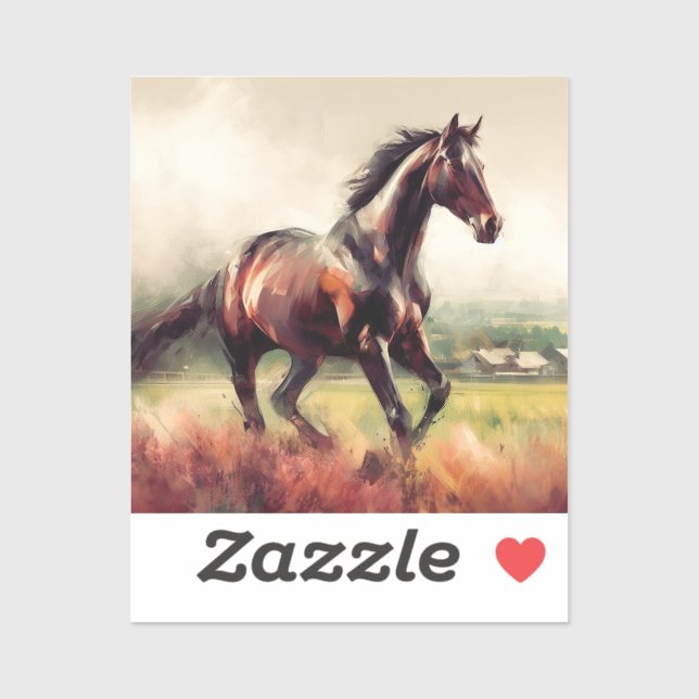 Datierte Weihnachten Running Brown Pferd Aufkleber (Blatt)