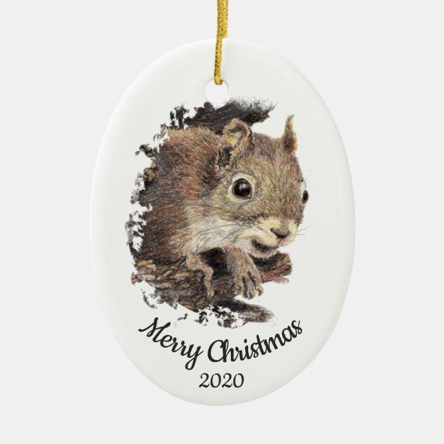 Datierte Weihnachtscreme Keramik Ornament (Vorne)