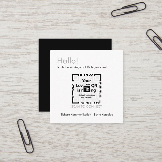 Dating Carte - BLACK - QR - PURE Collection (Devant/Arrière en situation)