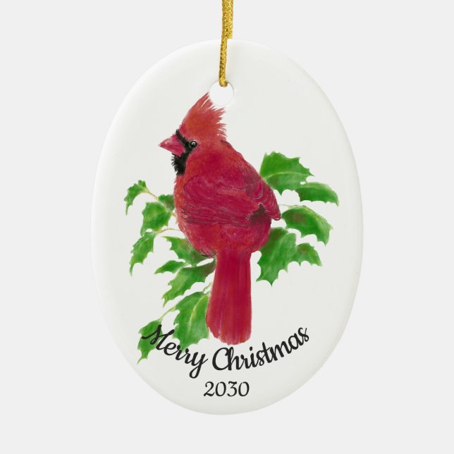 Dating Custom Watercolor Kardinal Bird Keramik Ornament (Vorne)