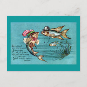 Dating Fish mit Hüten Vintage Postkarte