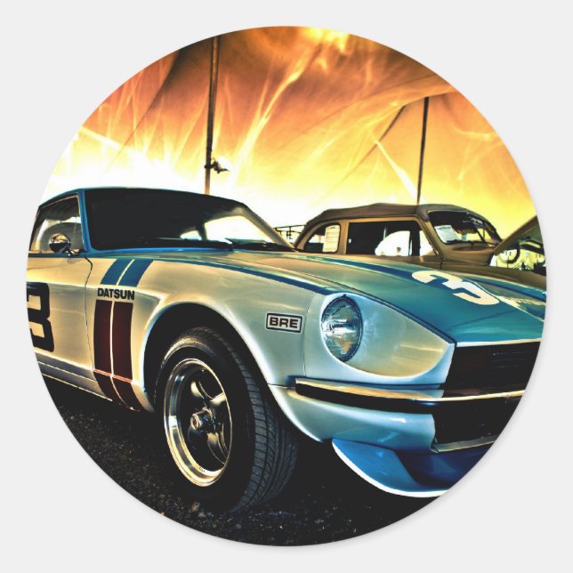 Datsun Z Race Auto Runder Aufkleber (Vorderseite)