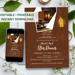 Datteln und Laterne Elegantes Design Iftar-Einladu Einladung