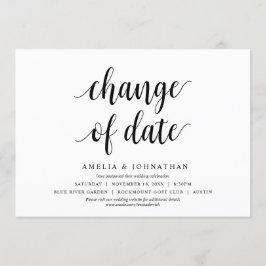 Datum ändern, Hochzeit Ändern Sie die Datumskarte Einladung