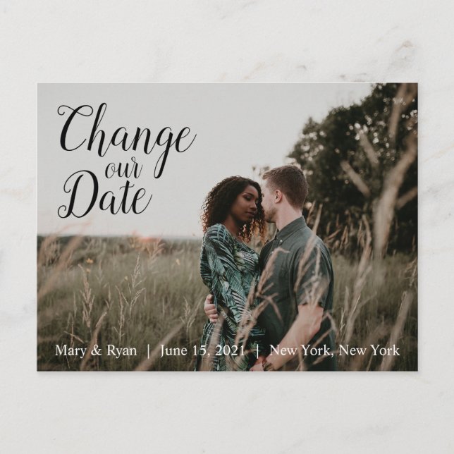 Datum ändern | Hochzeitskalligrafie Postkarte (Vorderseite)