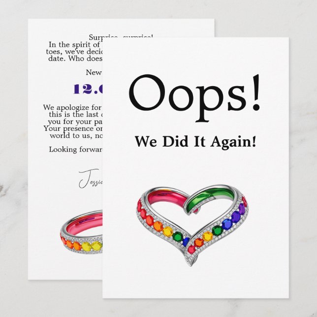 Datum ändern - OOOOPS 🌈 Verflochten im Stolz Save The Date (Vorne/Hinten)