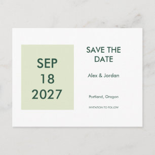 Datum Block Grün Hochzeit Save the Date Postkarte