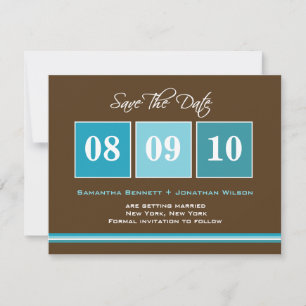 Datum-Blocks Save The Date-Karte - Türkis Date