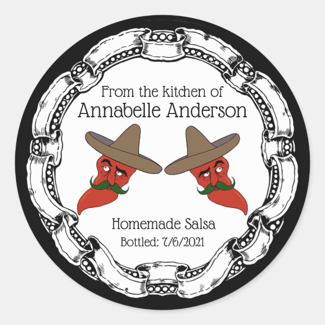 Datum der Anpassung des Salsa-Labels Runder Aufkleber (Vorderseite)