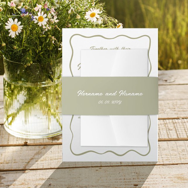 Datum der Hochzeit des benutzerdefinierten grünen  Einladungsbanderole (Von Creator hochgeladen)