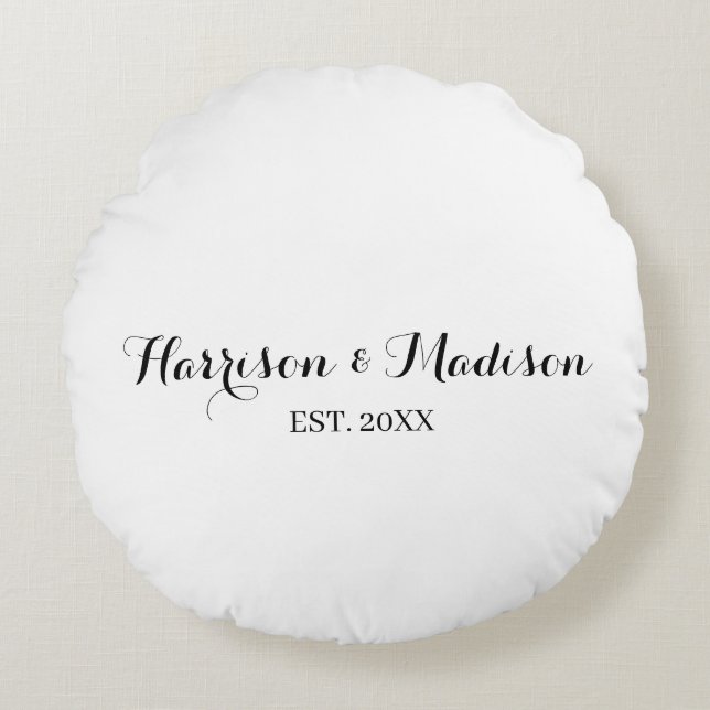Datum der Hochzeit des personalisierten Skriptname Rundes Kissen (Vorderseite)