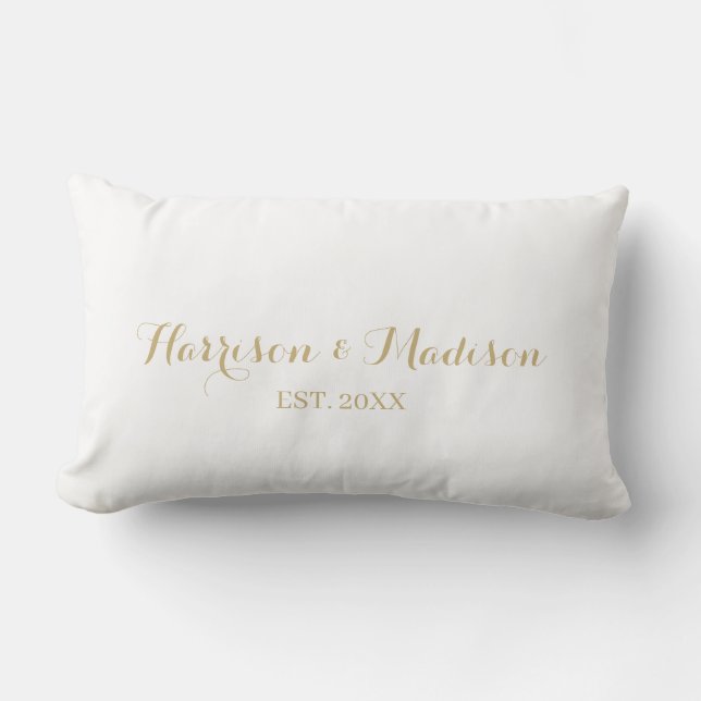 Datum der Hochzeit eines personalisierten Goldskri Lendenkissen (Vorderseite)