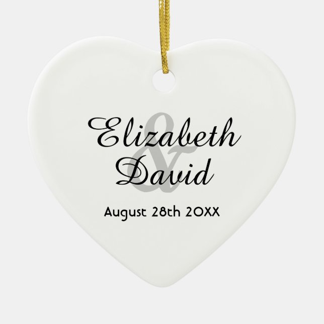 Datum der Hochzeitnamen weiß Keramik Ornament (Vorne)