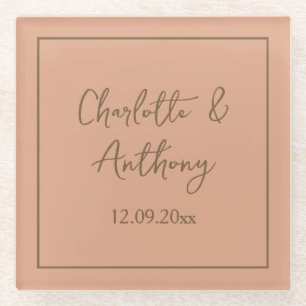 Datum des Hochzeitstages für kreative Kalligrafieb Glasuntersetzer