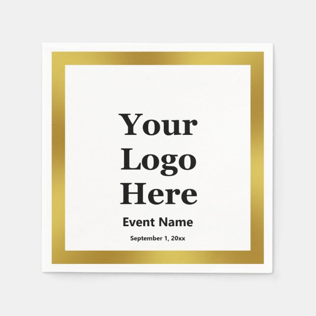 Datum des Schwarz-weißen Gold Elegante Events Serviette (Vorderseite)